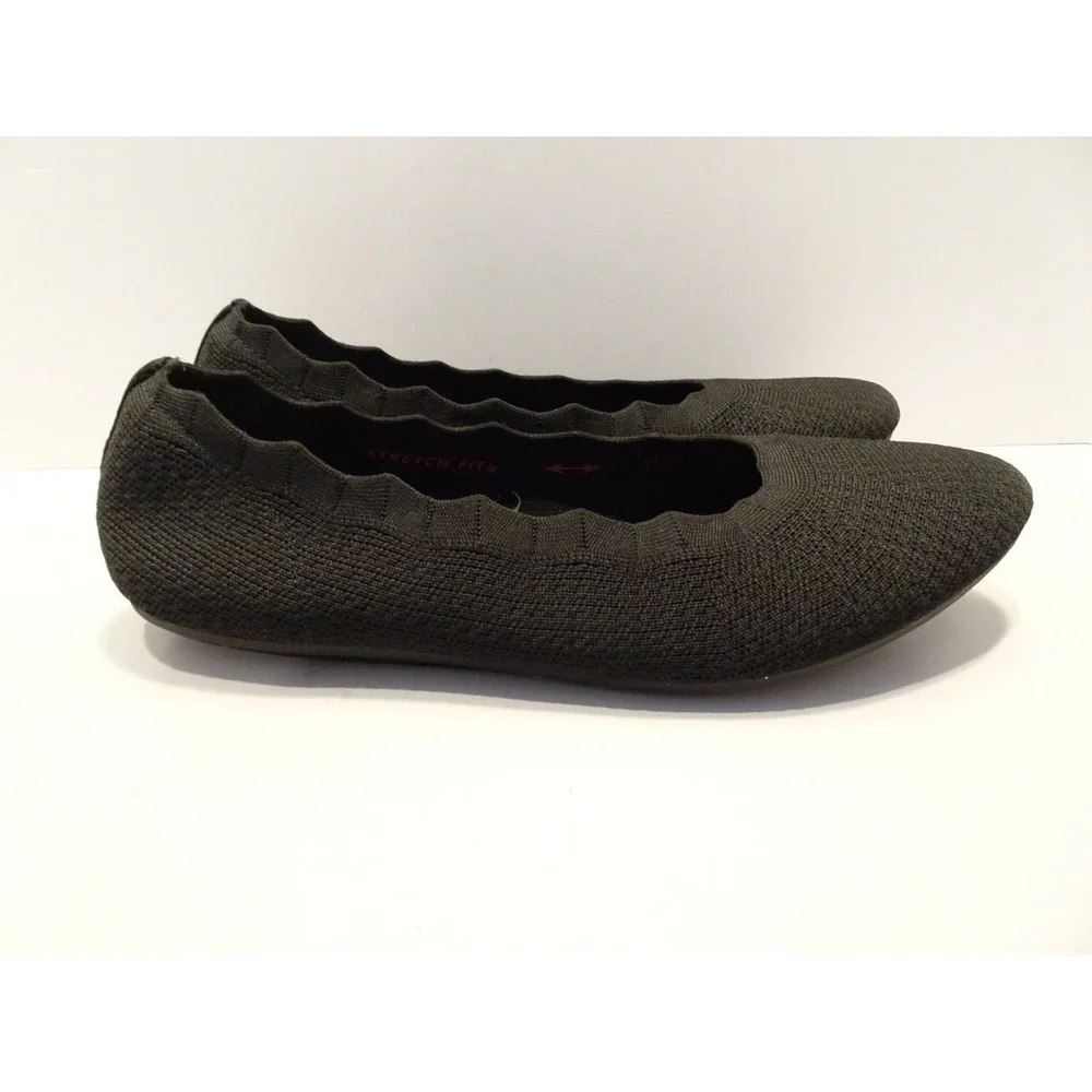 Skechers Cleo 2.0 Love Spell Black Stretch Fit Knit Ballet Flats 158343 Size 11